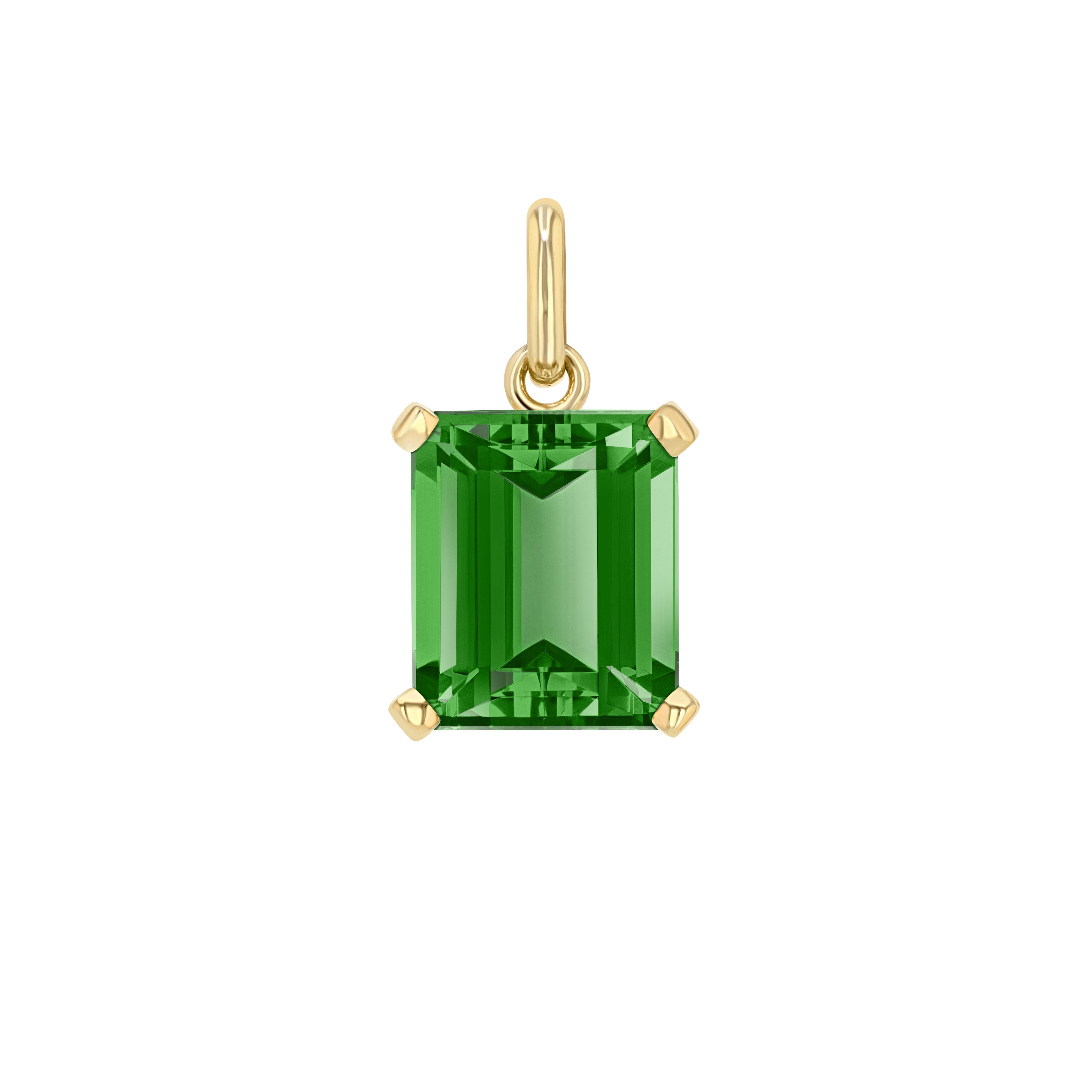 Green Garnet Emerald Cut Elemental Pendant