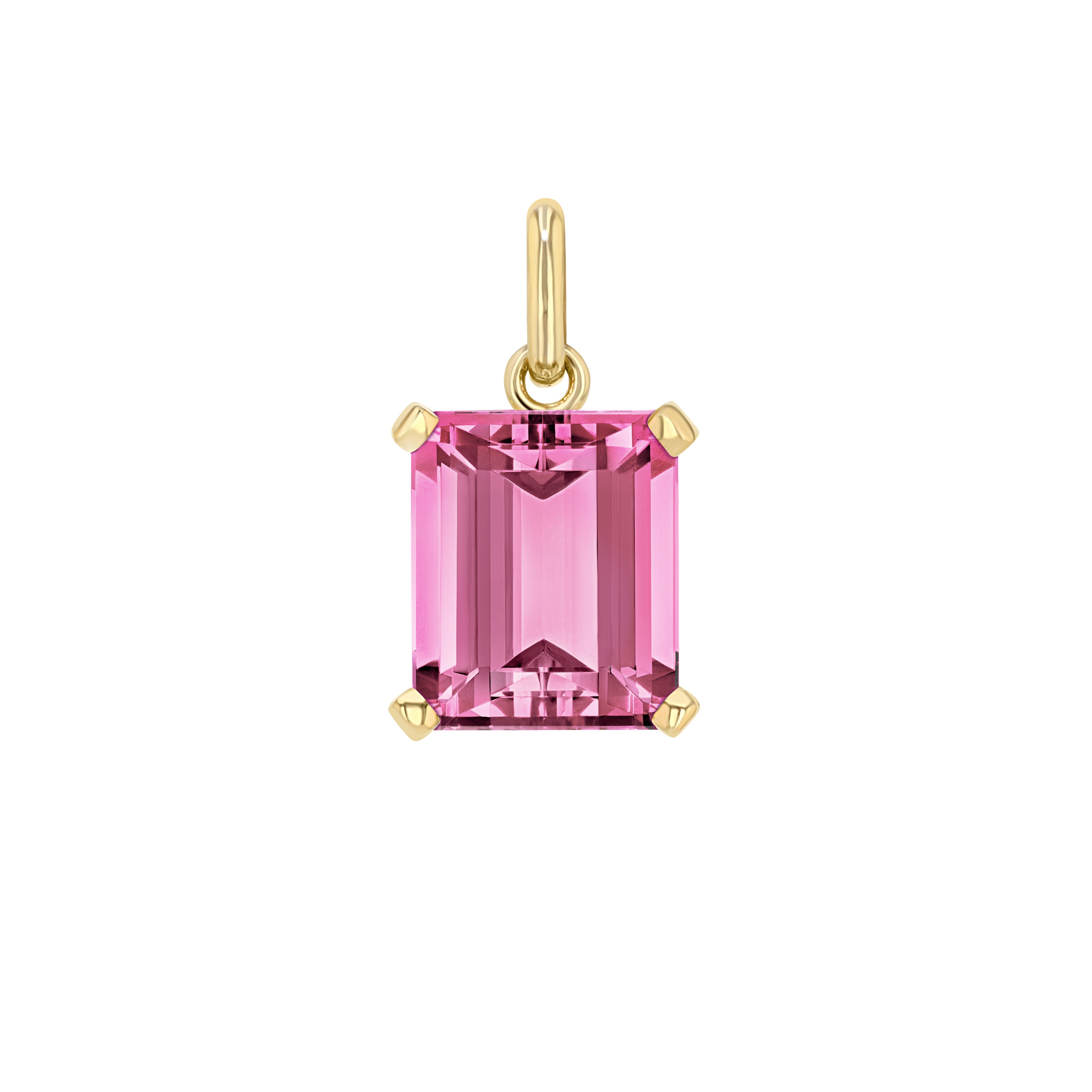 Pink Sapphire Emerald Cut Elemental Pendant