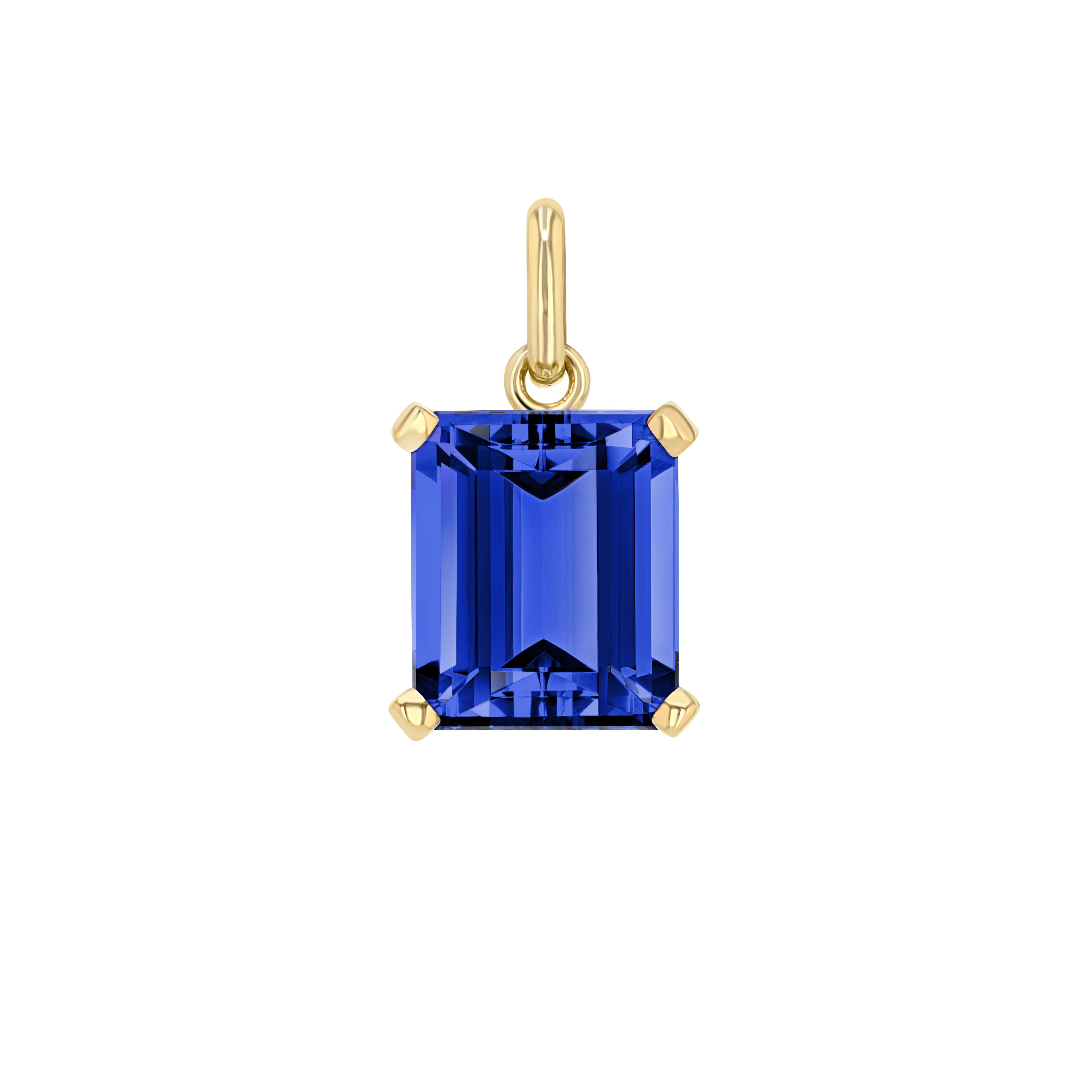 Blue Sapphire Emerald Cut Elemental Pendant