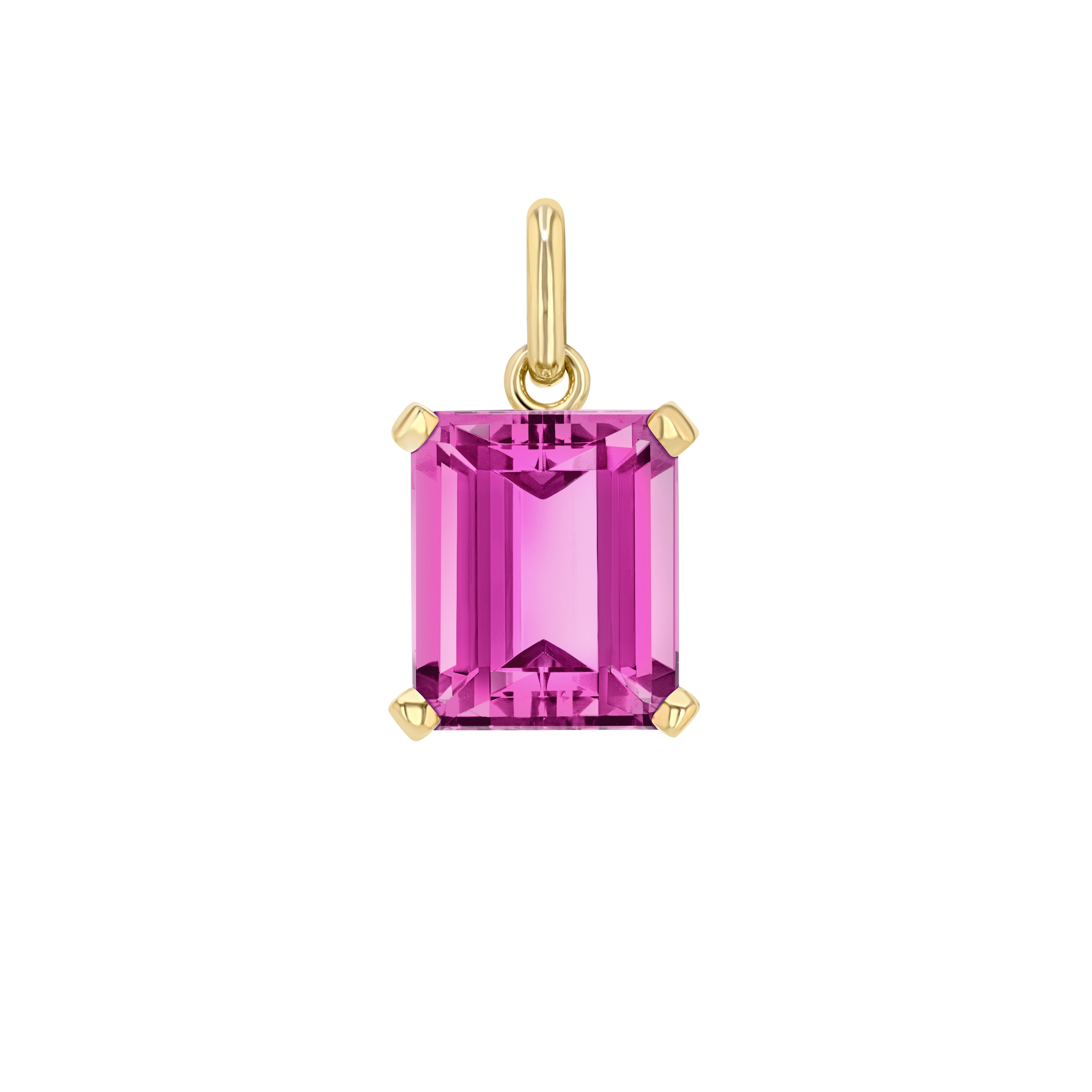 Purple Sapphire Emerald Cut Elemental Pendant