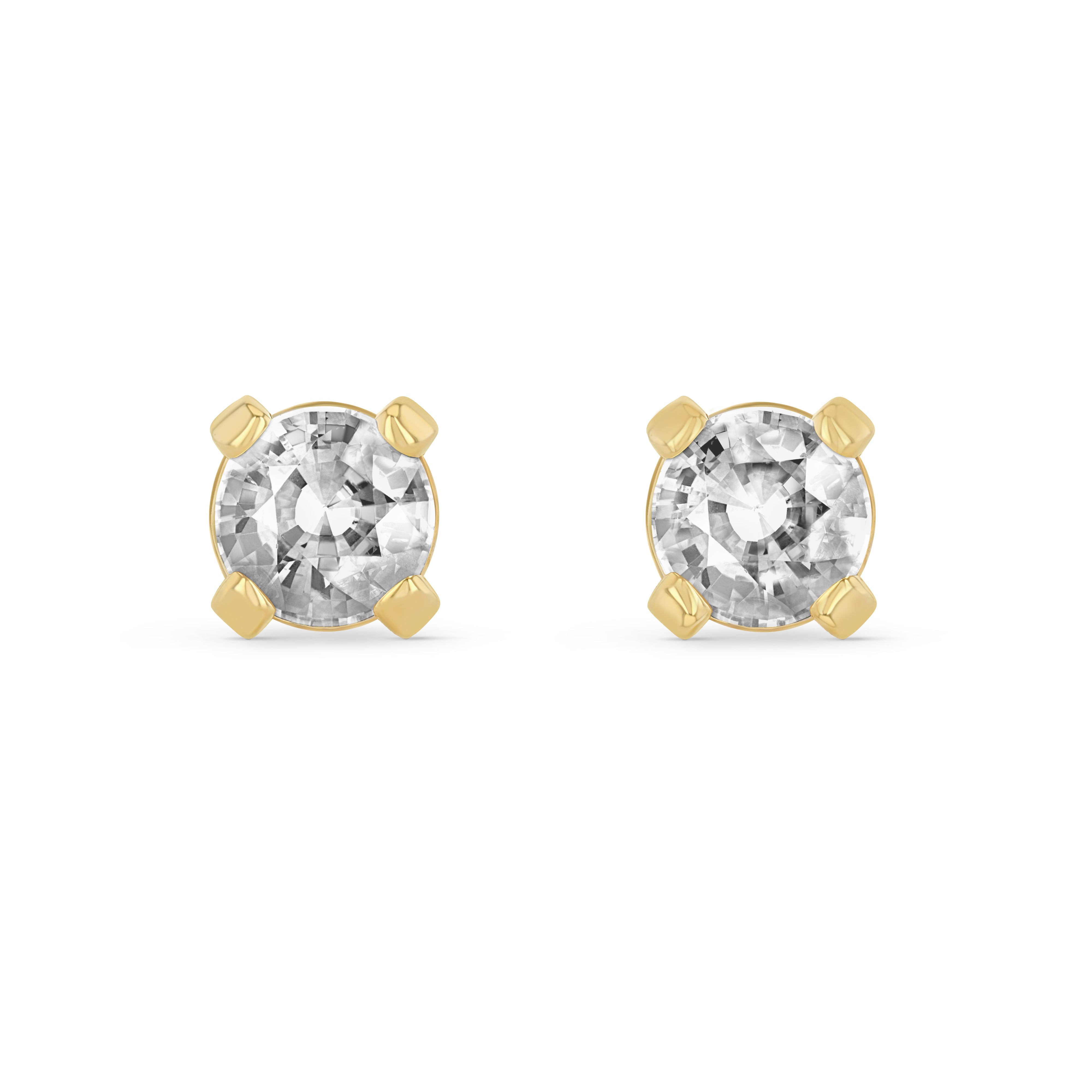 White Sapphire Round Elemental Earrings