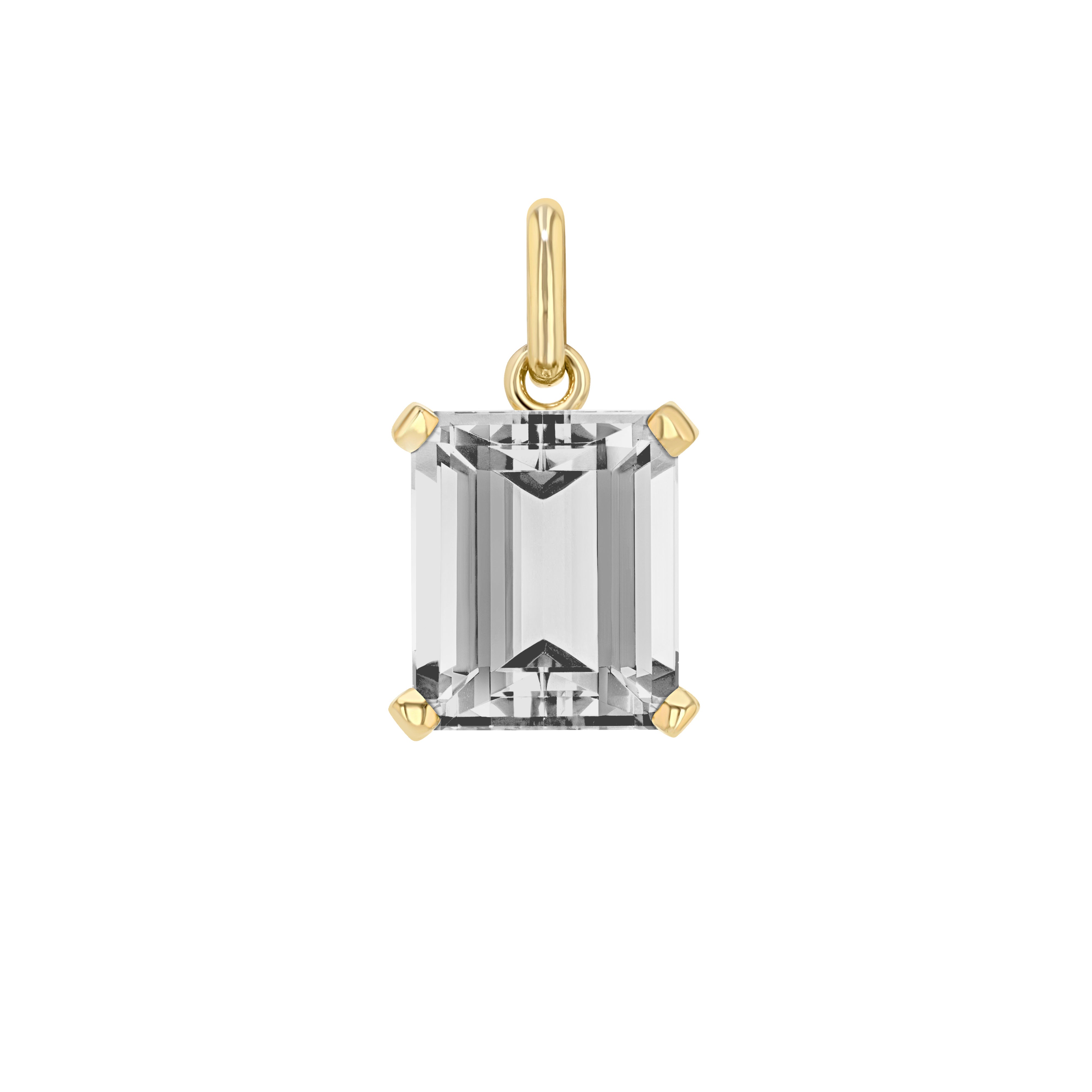 White Sapphire Emerald Cut Elemental Pendant