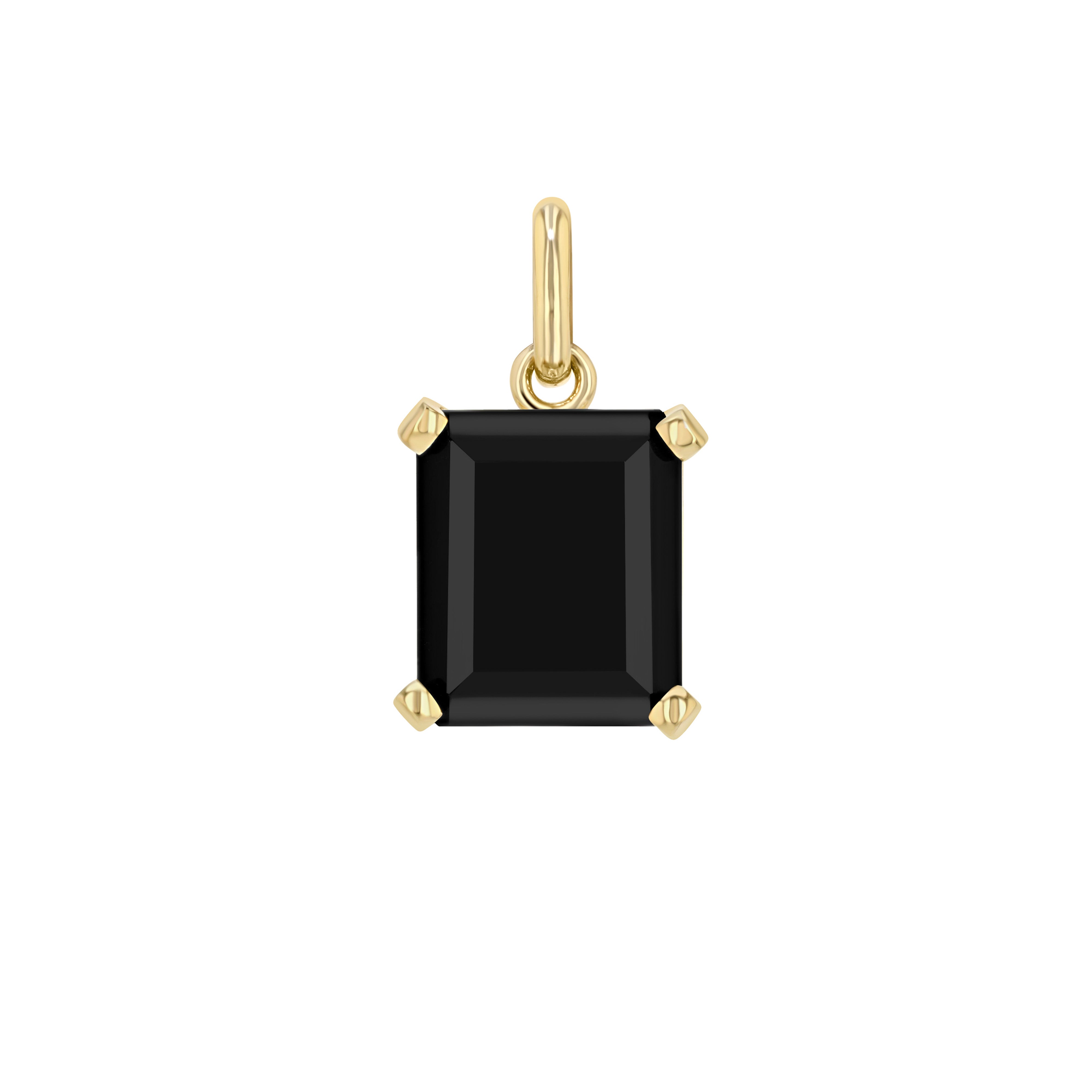 Black Tourmaline Emerald Cut Elemental Pendant