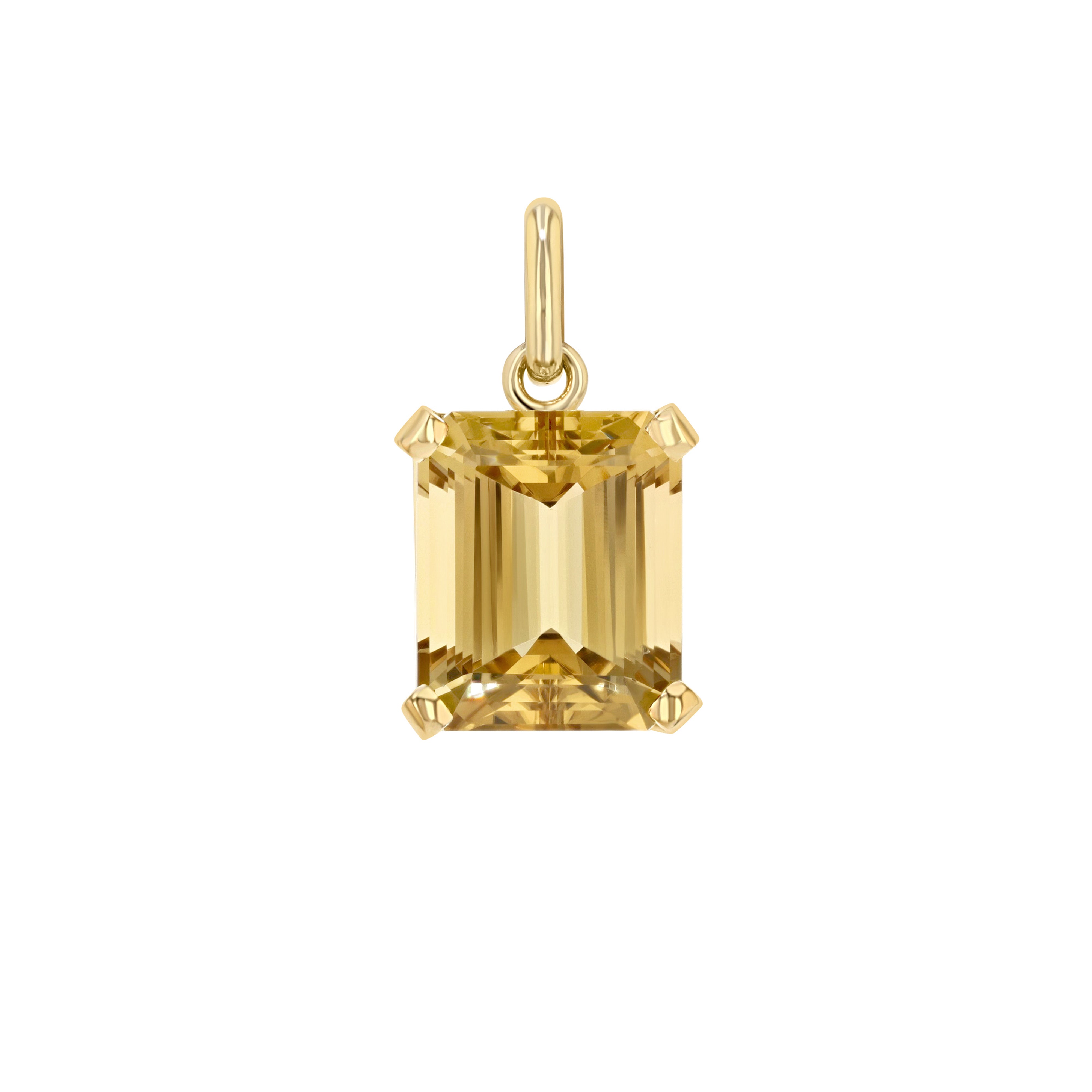 Yellow Tourmaline Emerald Cut Elemental Pendant