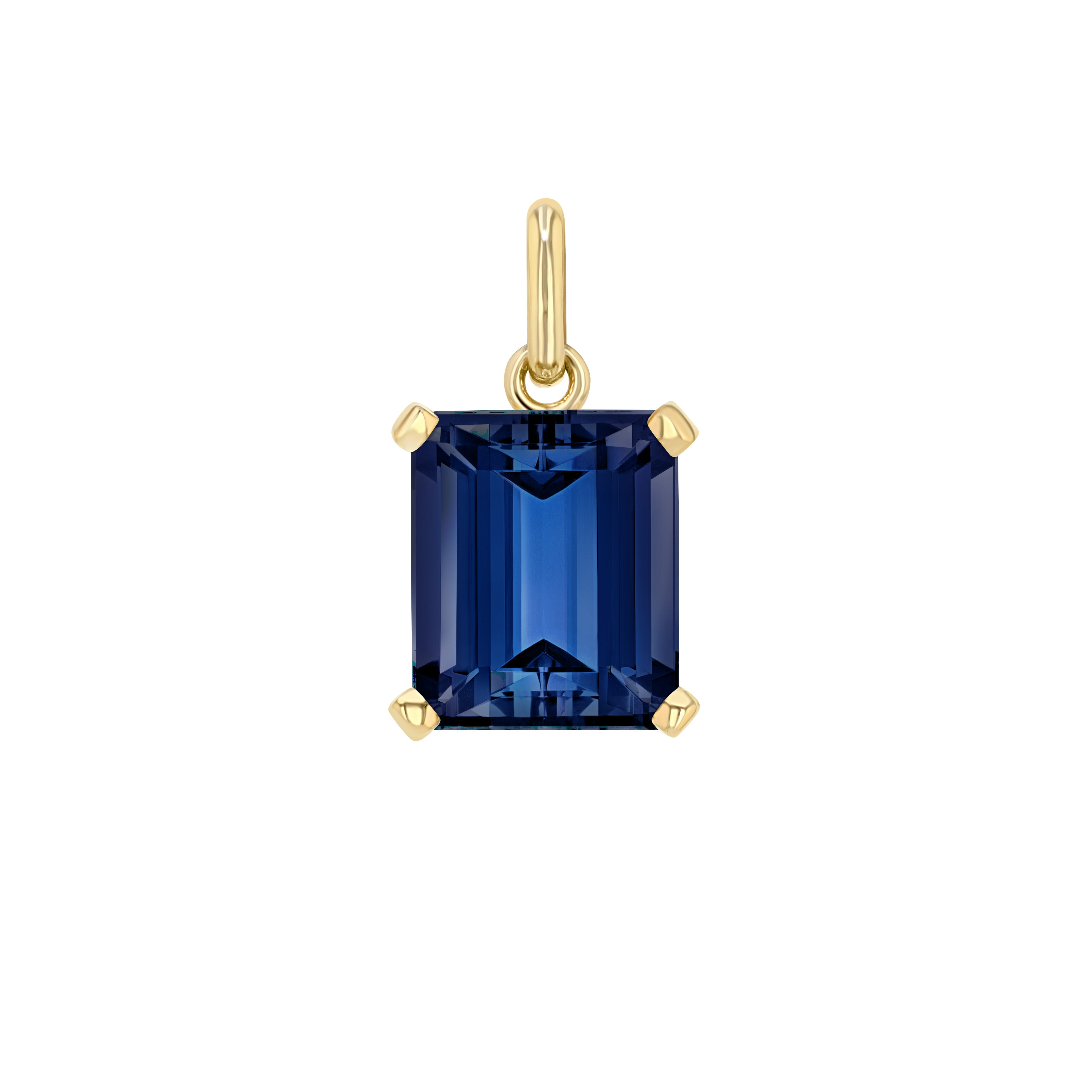 Blue Tourmaline Emerald Cut Elemental Pendant