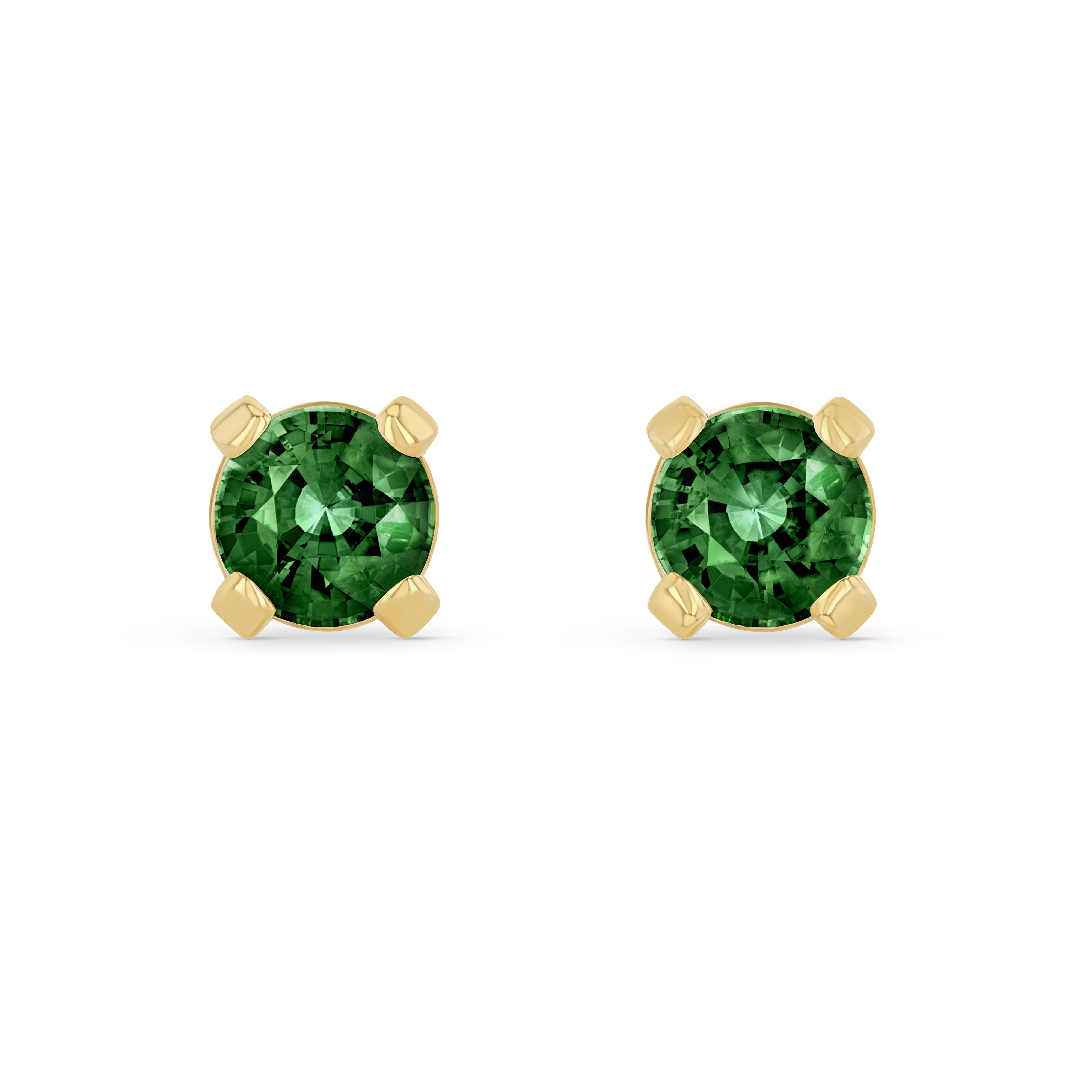 Green Tourmaline Round Elemental Earrings