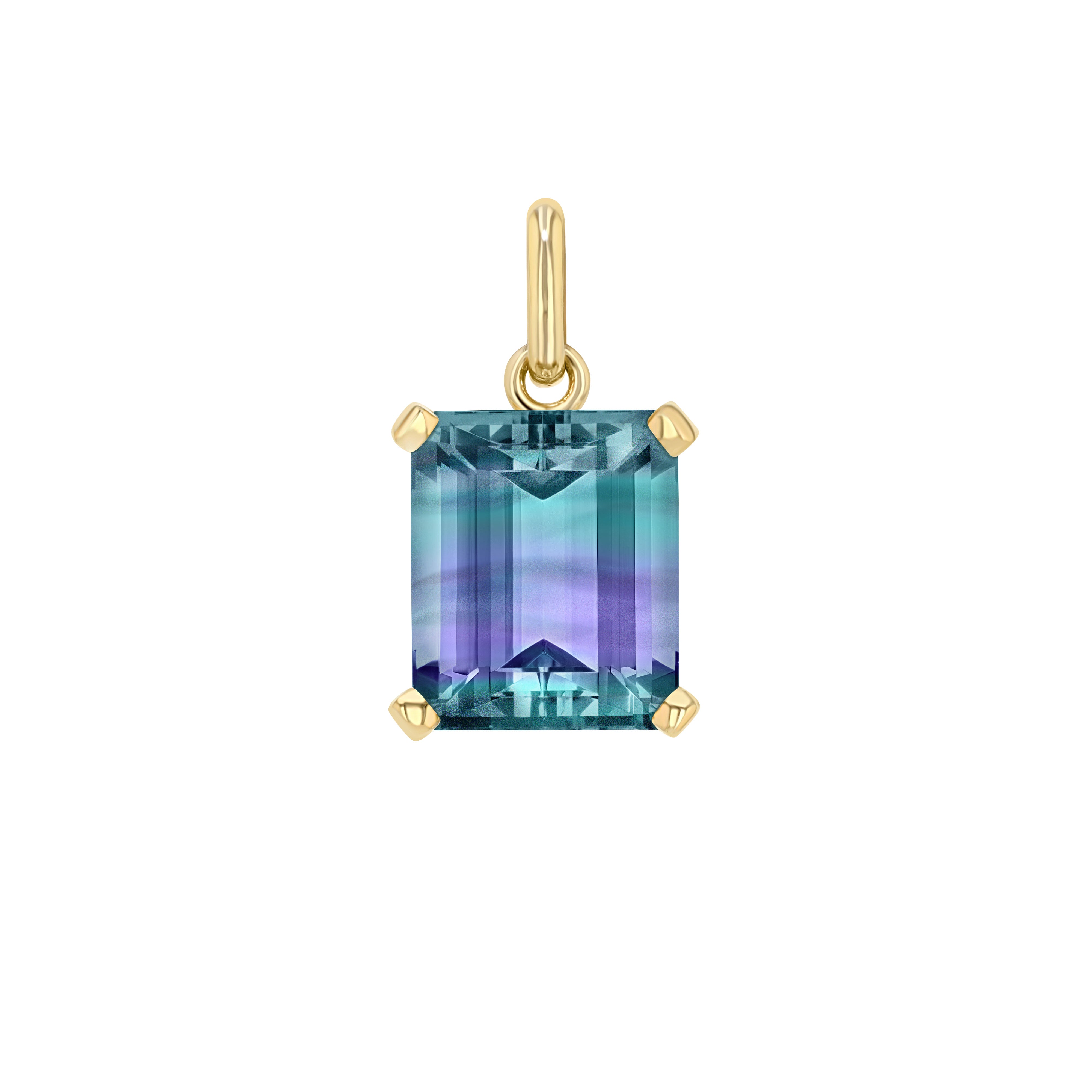 Striped Fluorite Emerald Cut Elemental Pendant