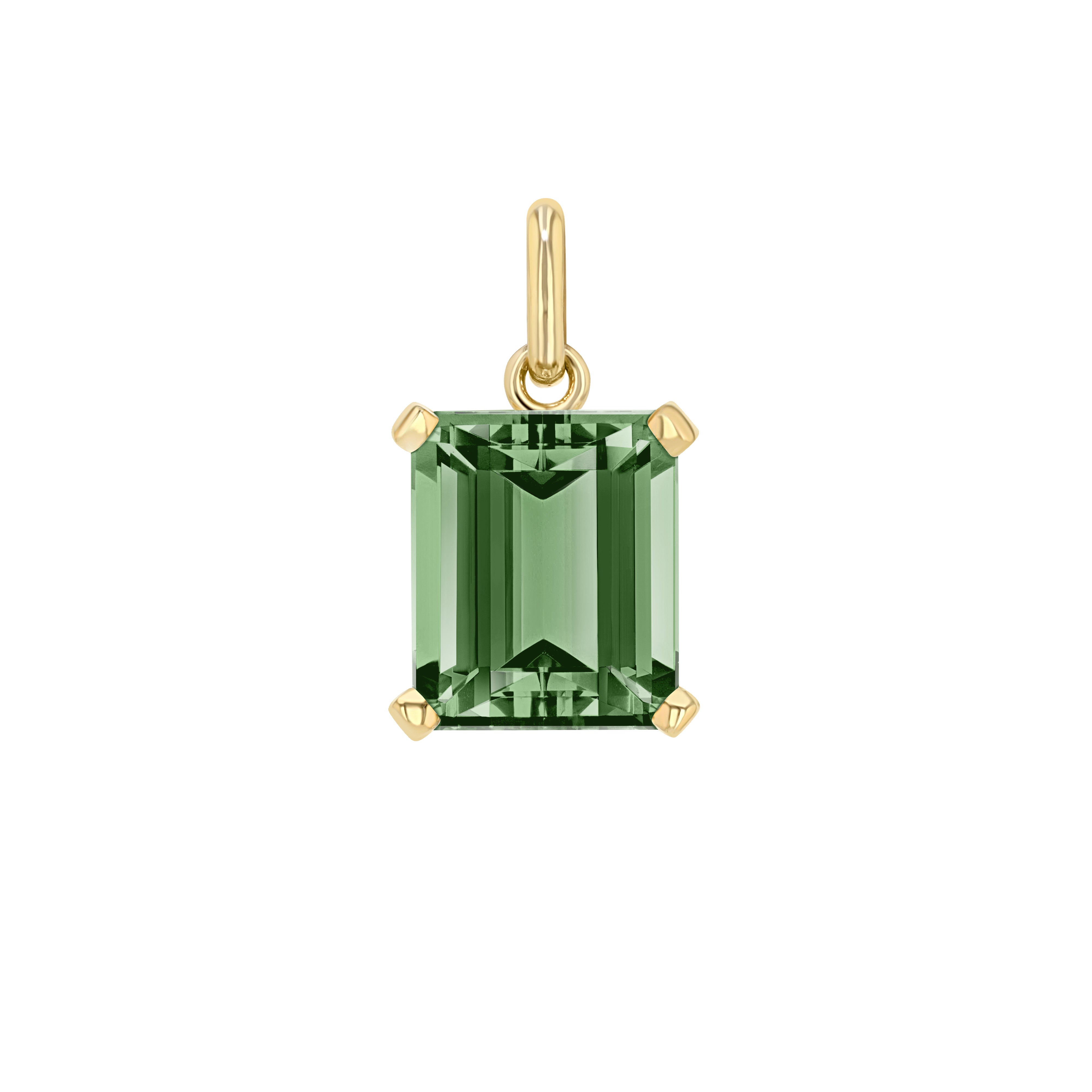 Green Sapphire Emerald Cut Elemental Pendant