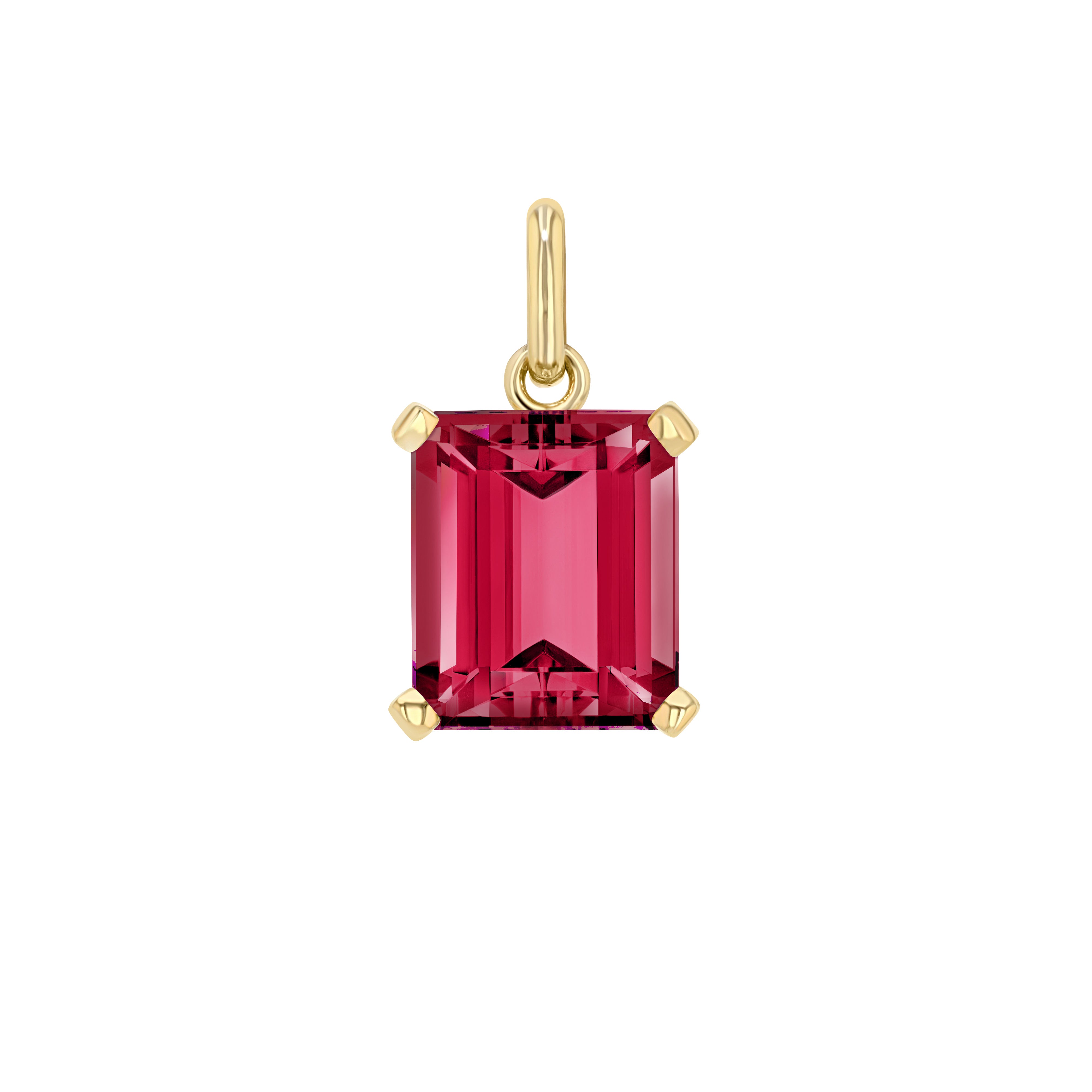 Pink Tourmaline Emerald Cut Elemental Pendant